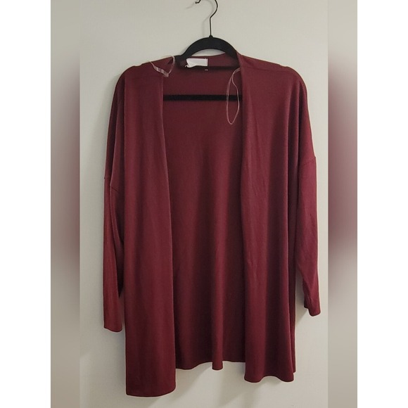 ANDREE BY UNIT Sweaters - ANDREE BY UNIT Open-Front Cardigan in Wine Size Sm